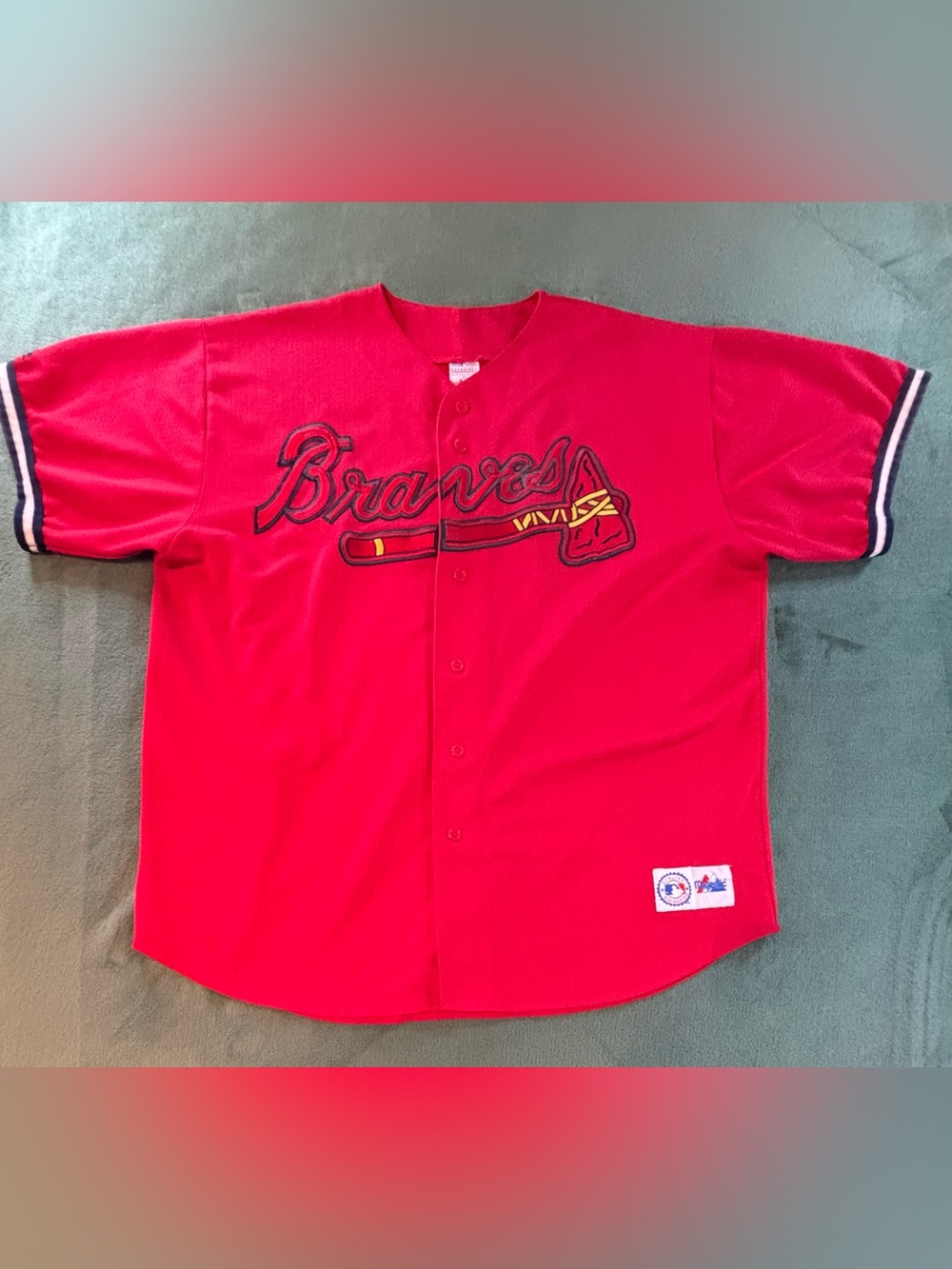 Vintage 1990’s Majestic Red Braves Baseball Jersey, Size: XL/XXL (6554)